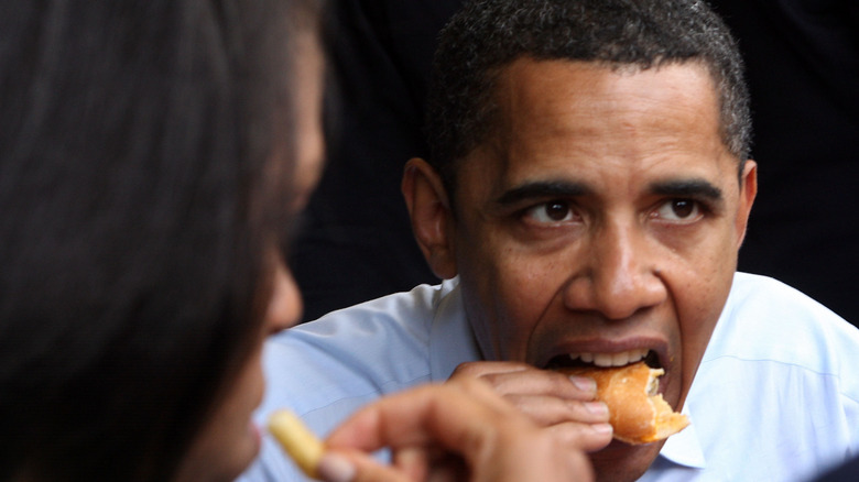 President Barack Obama eating