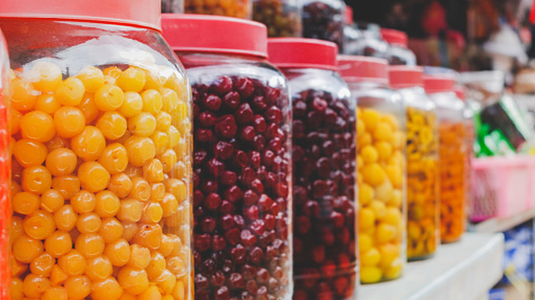 jars of assorted fruit