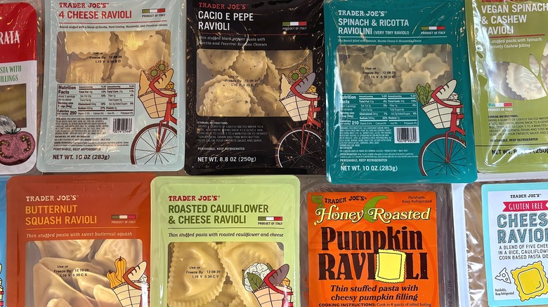 Top-down shot of Trader Joe's ravioli containers