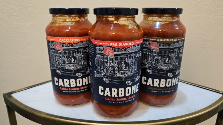 Carbone Italian Simmer Sauces next to each other