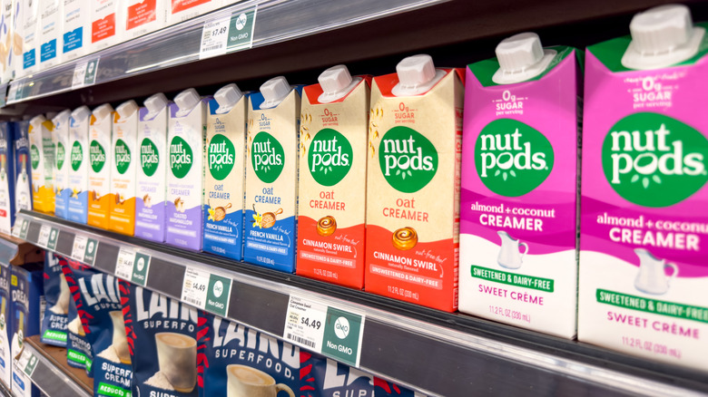 coffee creamers on display at store