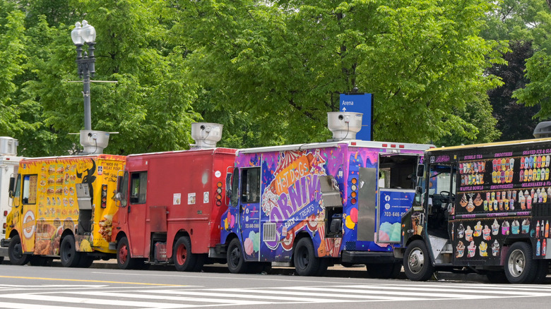 street lined with food trucks
