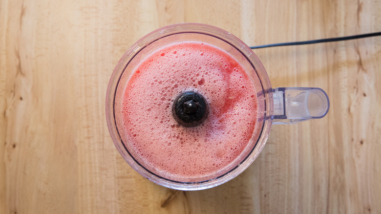 Blended watermelon in food processor