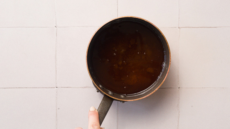 Sugar and water in a saucepan