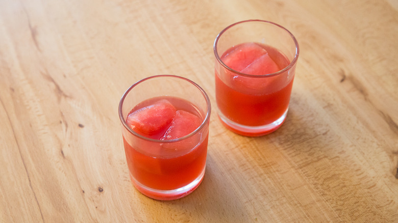 watermelon cocktails on wooden table
