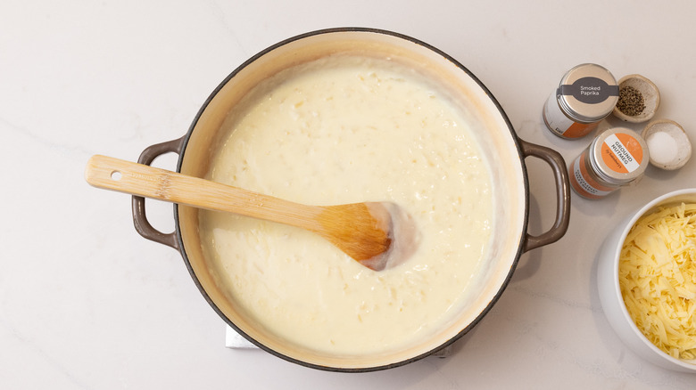 pan containing creamy sauce
