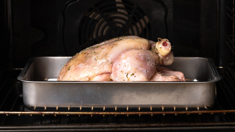chicken roasting in the oven