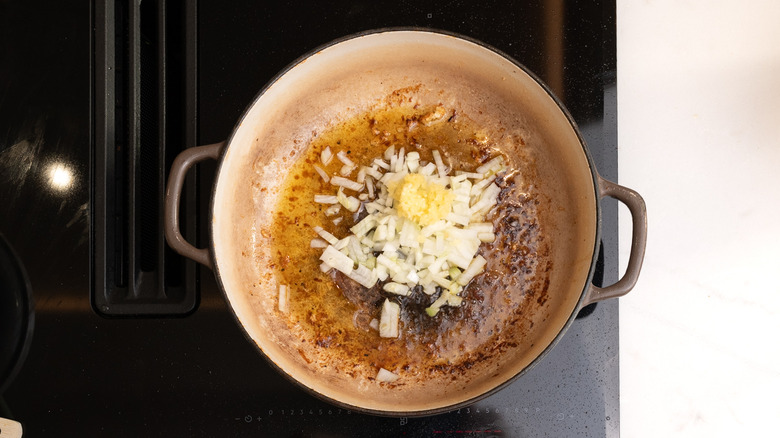 sautéing onion and garlic
