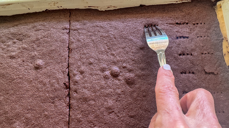 hand piercing cookie with fork