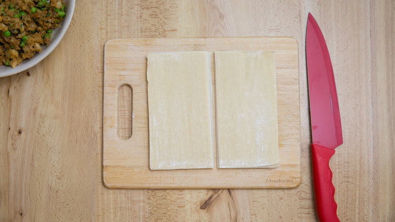 egg roll wrappers on board