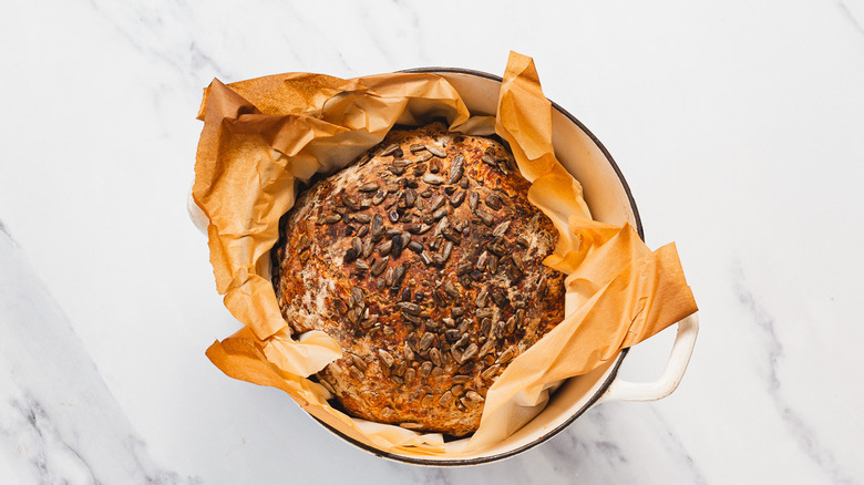 Baked bread in Dutch oven