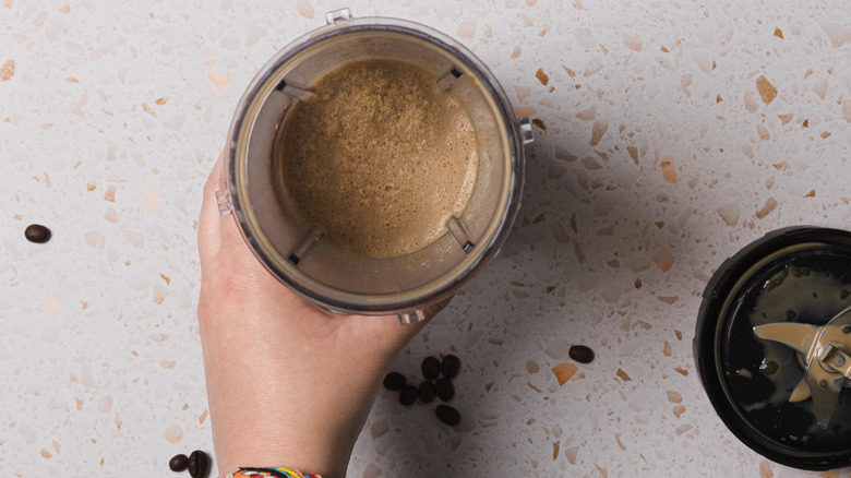 Blended frappe in blender