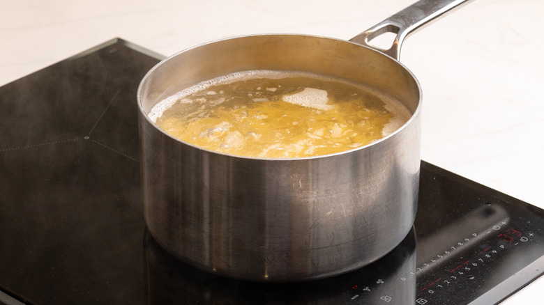 pasta cooking in a pan