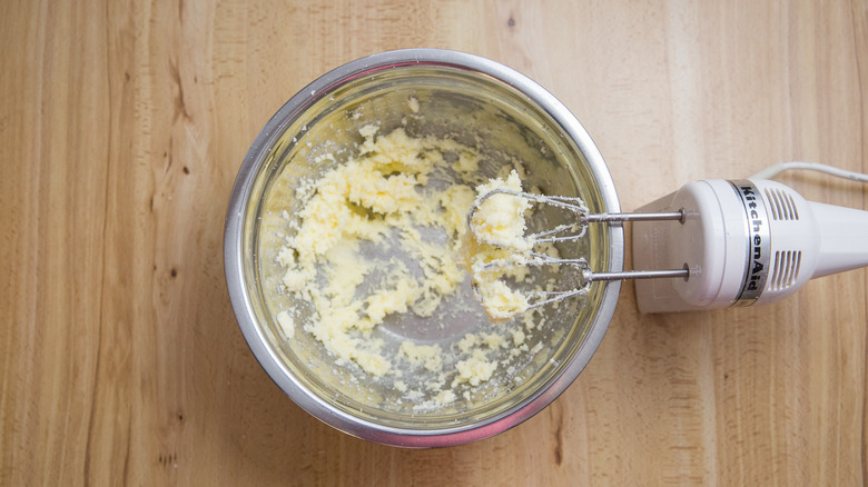 butter mixture in mixing bowl