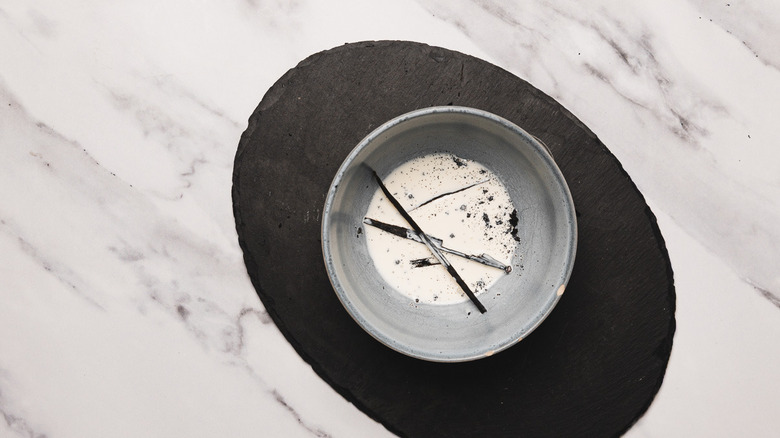 Vanilla pod in warm cream