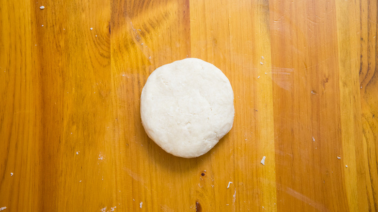 dough ball on wooden table
