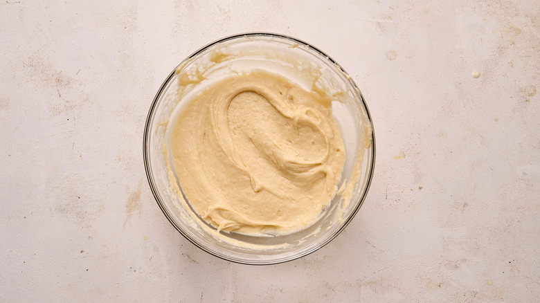 wet and dry ingredients in a bowl