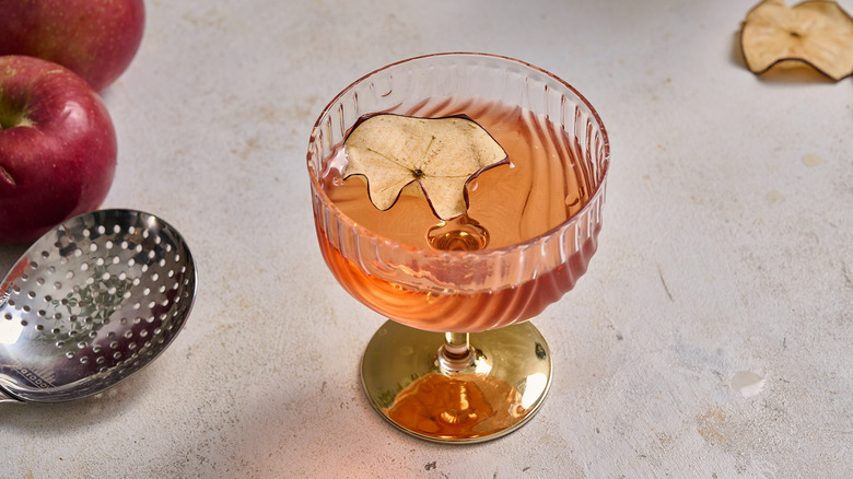 garnished cocktail on a table