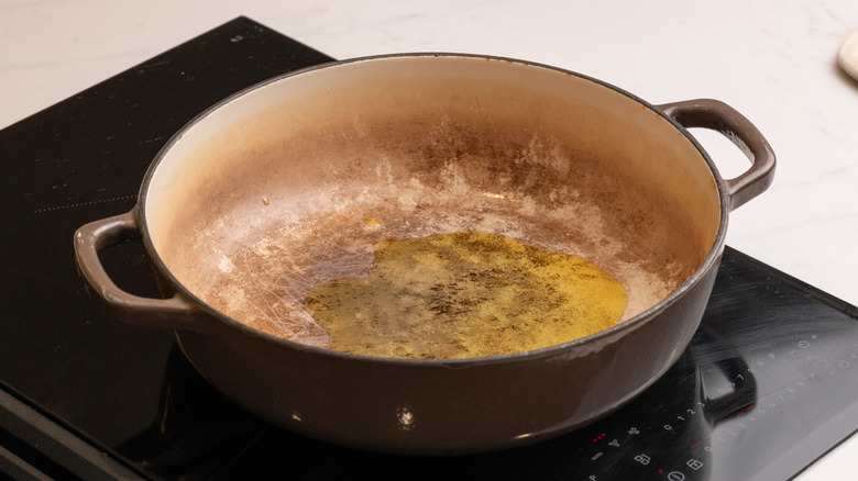 pan with oil on hob