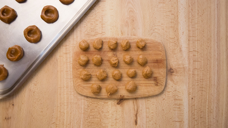 cookie dough balls on board