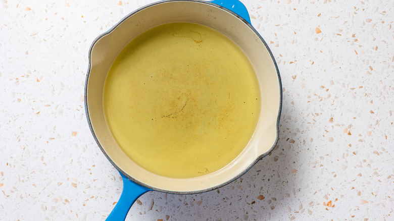 Pan with oil for frying