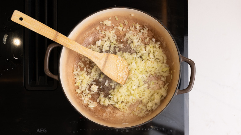 sautéing onions and garlic