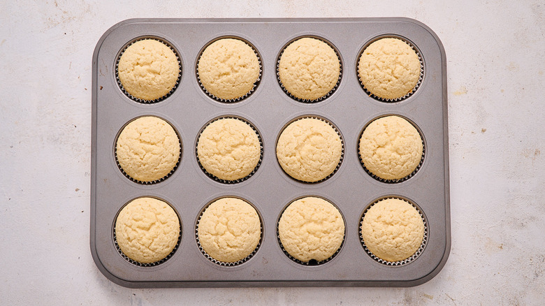 baked cupcakes in a cupcake tin