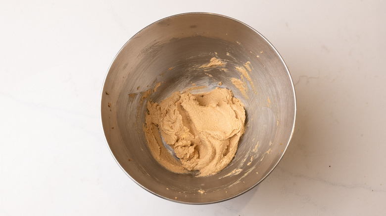 butter and sugar mixture in large mixing bowl