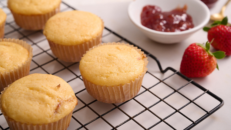cooling muffins on wire rack