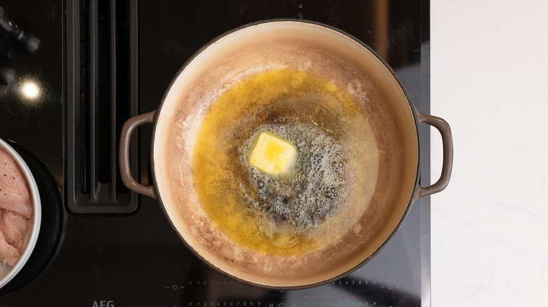 pan with oil and butter