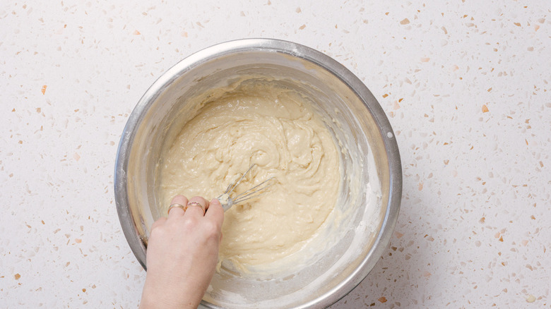 Whisking dry and wet ingredients