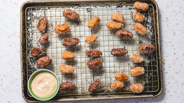 Sweet potato tater tots on cookie sheet
