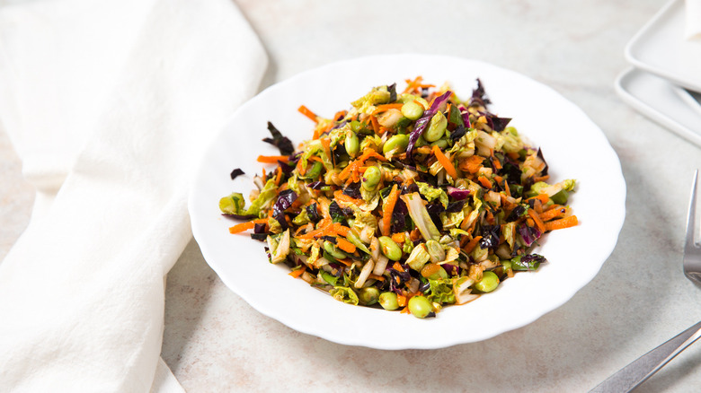 colorful coleslaw served on table