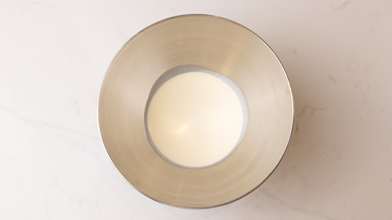 whipping cream in a bowl