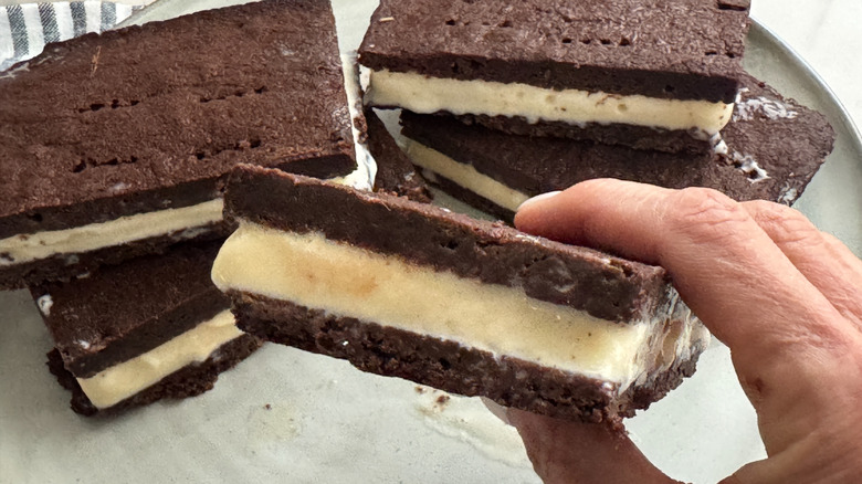 hand holding ice cream sandwich