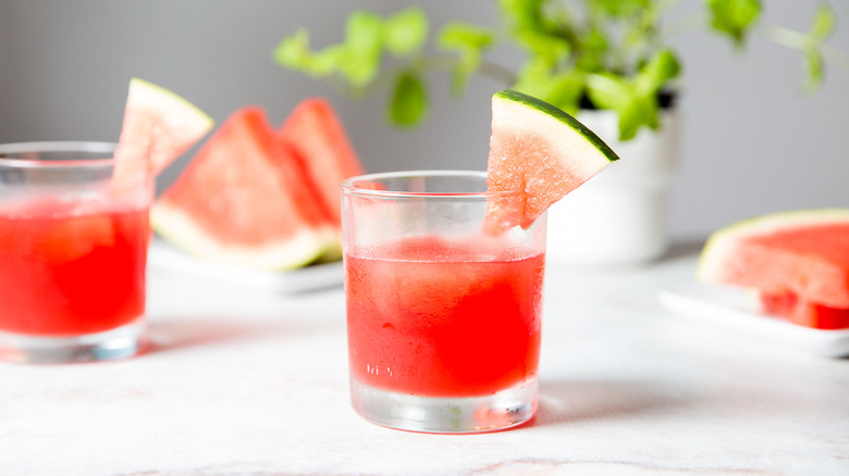 watermelon cocktails served on table