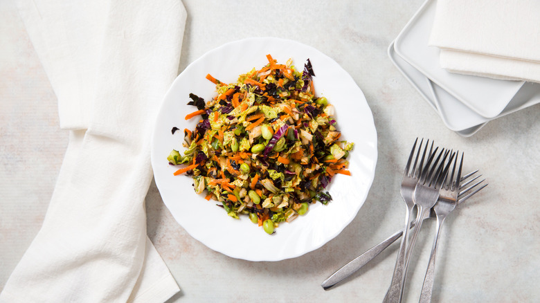 colorful coleslaw served on table