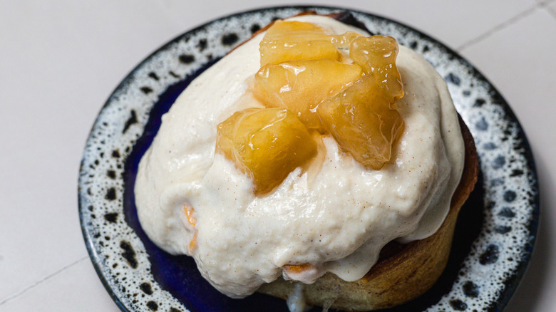 Apple cinnamon roll on plate